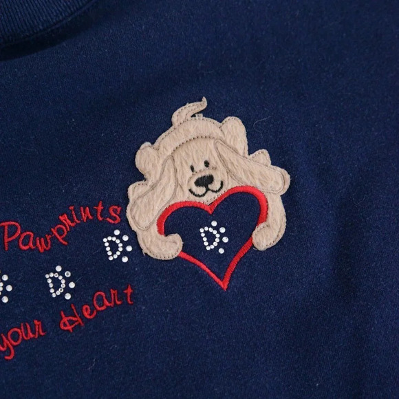 Vintage M&C Sportswear Navy Dogs Leave Paw Prints Crewneck Sweater L - Picture 9 of 11